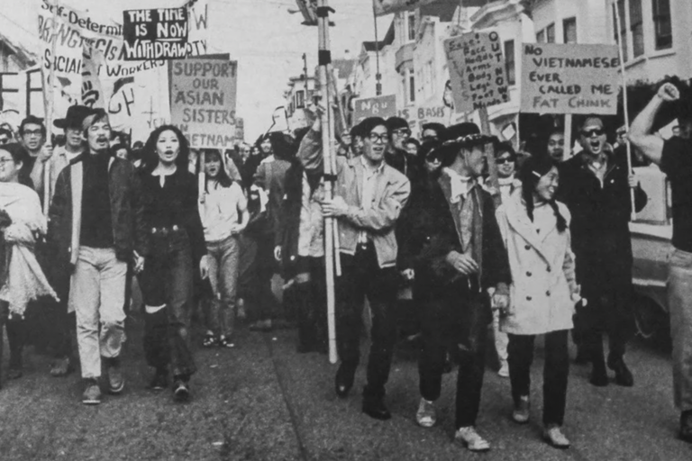 Asian American Political Alliance (AAPA) Members at Anti-Vietnam War protest