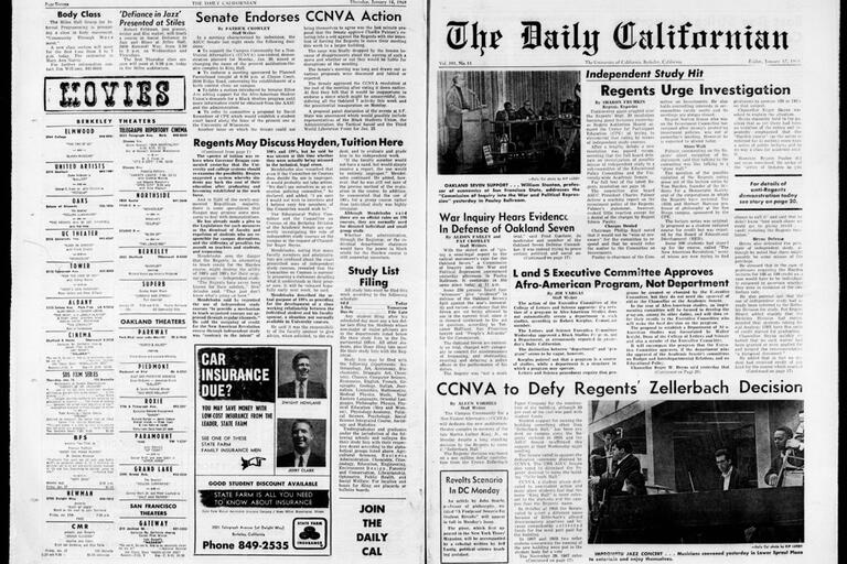 Front and back cover of the Daily Cal.