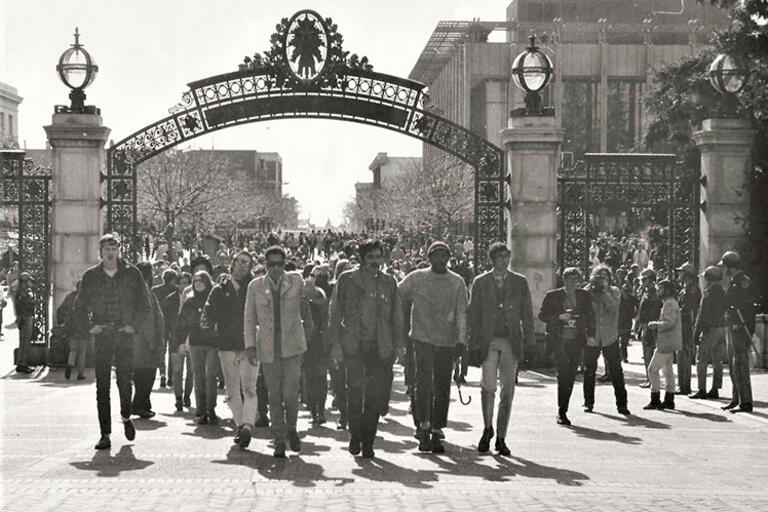 Image of TWLF strike in front of Sather Gate